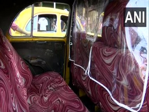 Yellow taxis in Kolkata are being sanitised. [Photo/ANI]