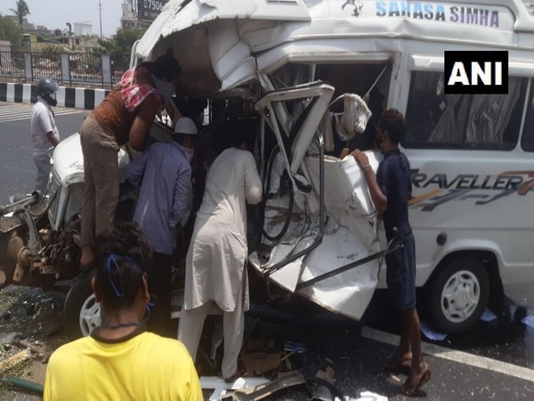 The accident occurred when the mini-bus carrying 8 persons hit a stationary bus on the roadside.