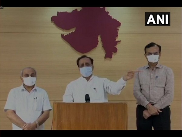 Gujarat CM Vijay Rupani during video conference on Monday. Photo/ANI