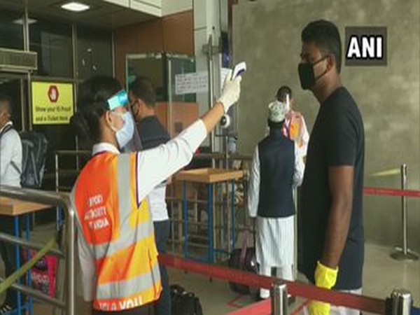 A passenger being screened at the airport in Siliguri on Thursday. Photo/ANI