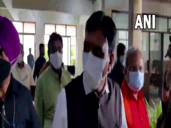 Union Health Minister Mansukh Mandaviya reached BJP office in Gandinagar  (Photo/ANI)