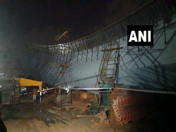 Visual from Mumbai where a portion of a flyover collapsed. (Photo/ANI)