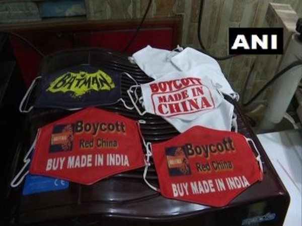 Masks made in Jammu with slogans to boycott Chinese goods. [Photo/ANI]