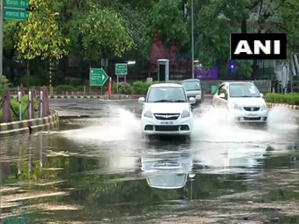 Waterlogging in Mandi House area following rainfall in the national capital on Saturday. [Photo/ANI]