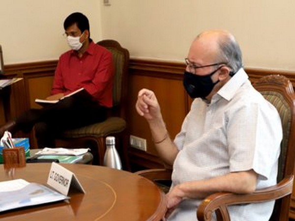 Delhi Lieutenant Governor Anil Baijal in an all party meeting over coronavirus situation on Tuesday. Photo/ANI