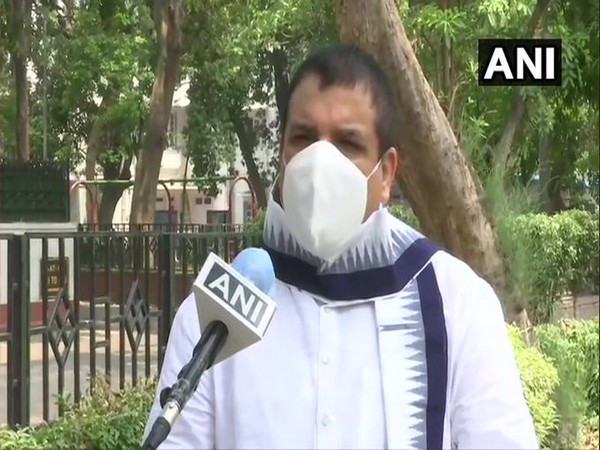 AAP Rajya Sabha MP Sanjay Singh speaks to ANI in New Delhi [Photo/ANI]