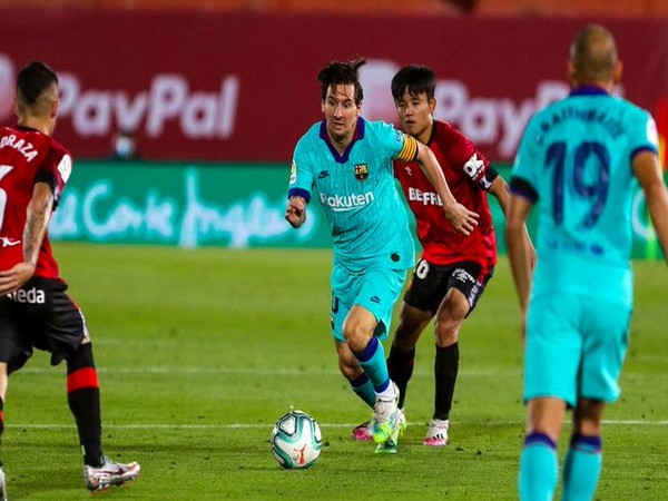 Lionel Messi in action against Mallorca. (Photo/ Barcelona Twitter)