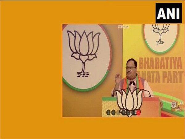 BJP national president JP Nadda addressing the Kerala Jan Samvad rally via video conference on Tuesday.