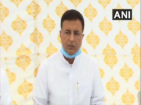 Congress spokesperson Randeep Surjewala addresses media in New Delhi [Photo/ANI]