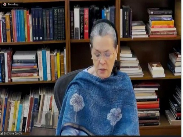 Congress interim President Sonia Gandhi during CWC on Tuesday. [Photo/ANI]