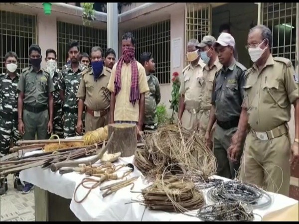 Rourkela Forest Department on Thursday arrested a hunter, Rupu Barla, of Pitamahal village (Photo/ANI)