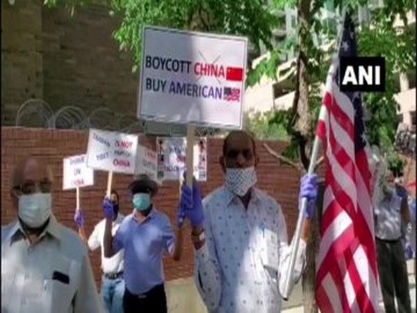 Members of the Indian-American community gather outside Chinese Consulate in Chicago, USA on Friday (local time).