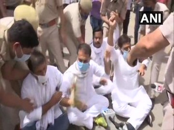 DPCC members being detained by police on Monday. (Photo/ANI)