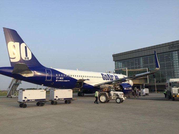 GoAir flight at Chandigarh International Airport. Photo/ANI