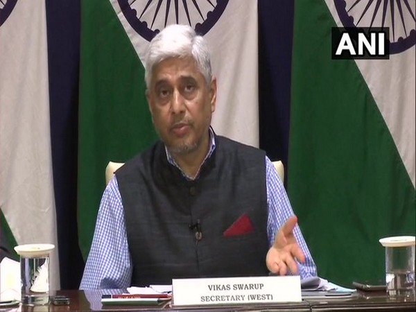 Ministry of External Affairs Secretary (West) Vikas Swarup speaking at a press briefing on Wednesday.
