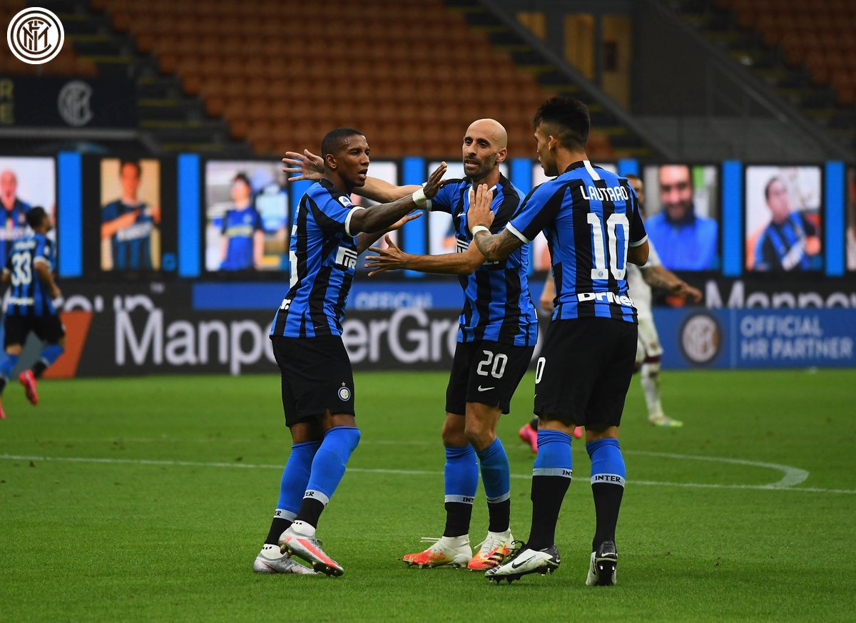 Inter Milan defeat Torino by 3-1 here on Tuesday. (Photo/ Inter Milan Twitter) 