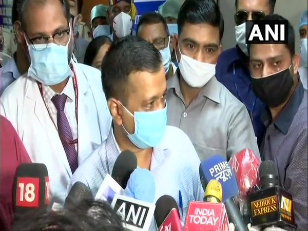 Delhi Chief Minister Arvind Kejriwal speaking to reporters on Tuesday. (Photo/ANI)