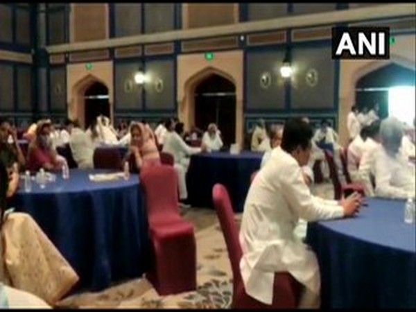 MLAs of Congress at Hotel Fairmont in Jaipur on July 14 (Photo/ANI)