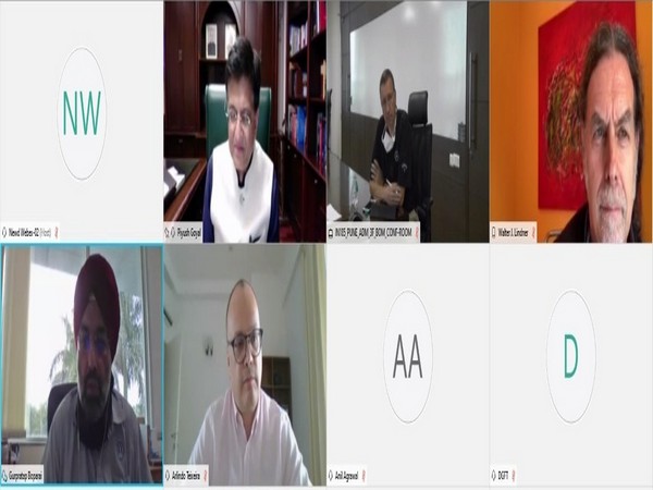 Commerce and Industry Minister Piyush Goyal interacting with German Ambassador to India Walter J. Linder and India-CEOs of three German car producers. Photo/ANI