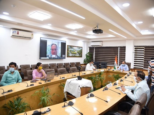 Union Health Minister Dr Harsh Vardhan interacting with his Australian counterpart Gregory Andrew Hunt on Tuesday.