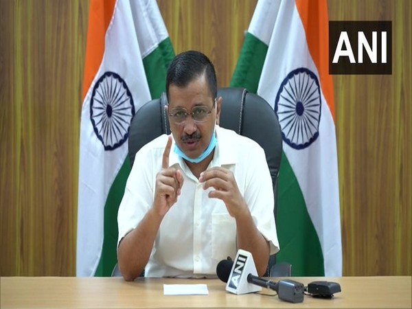 Delhi Chief Minister Arvind Kejriwal speaking to reporters on Wednesday