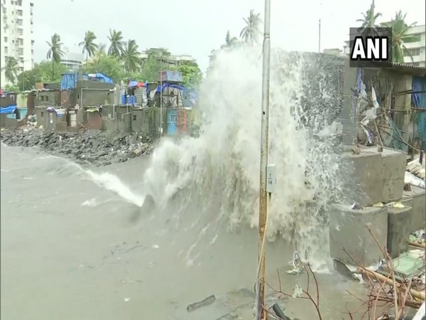 High tides seen in Colaba Koliwada, Mumbai as heavy rains lash the city.