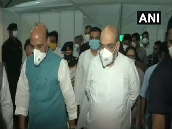 Union Defence Minister Rajnath Singh and Union Home Minister Amit Shah visit the DRDO-built Sardar Vallabhbhai Patel COVID-19 Hospital in Delhi on Sunday.