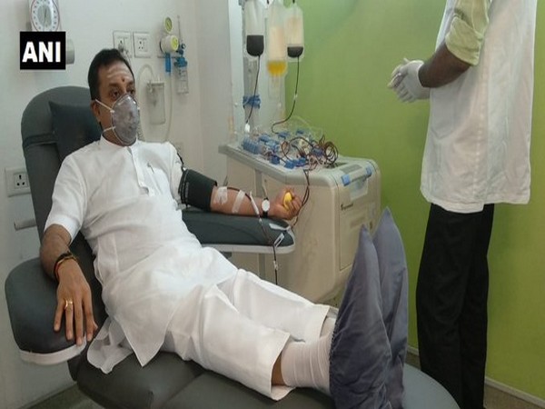BJP leader Sambit Patra donated blood plasma at Gurugram hospital (Photo/ANI)