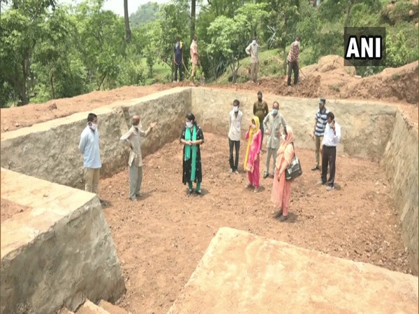 Sapna Lotwal, Project Officer (IWMP) at the construction site in Udhampur's Peroya Jagir village in Jammu and Kashmir.