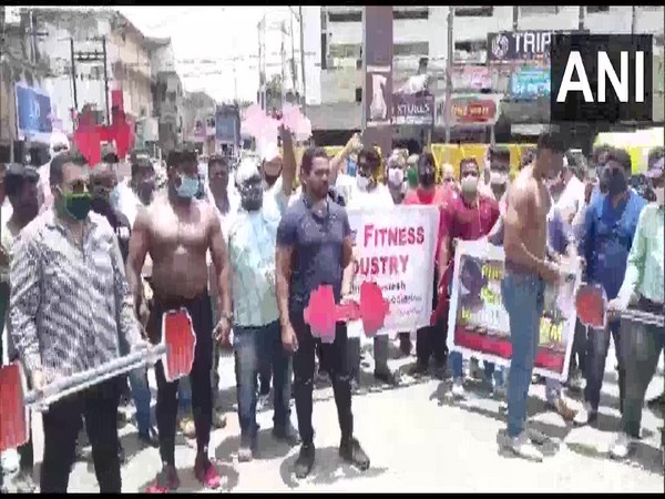 Gym owners and fitness trainers held a demonstration from Madhya Pradesh's Jabalpur district on Wednesday.