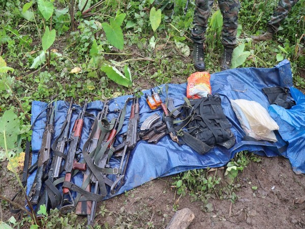 Arms and ammunition seized by the security personnel from NSCN insurgents. [Photo/ANI]
