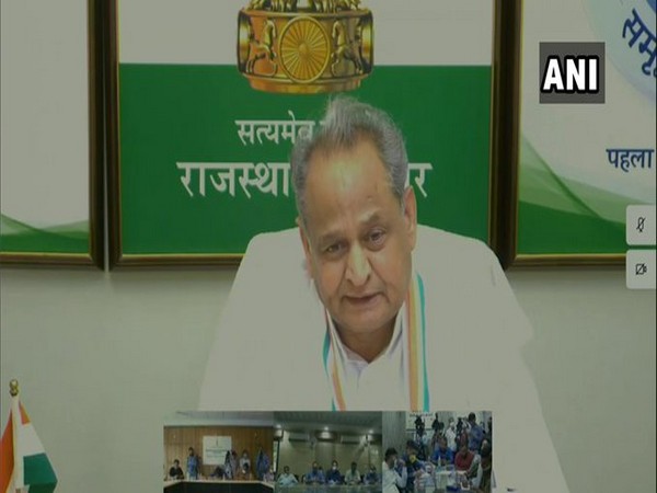 Rajasthan Chief Minister Ashok Gehlot addressing a virtual press conference on Saturday. Photo/ANI