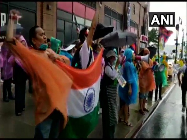 Demonstrators protesting outside Chinese consulate in New York