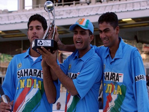 Yuvraj Singh, Sourav Ganguly, and Mohammad Kaif after Natwest Trophy triumph (Photo/ Mohammad Kaif Twitter)