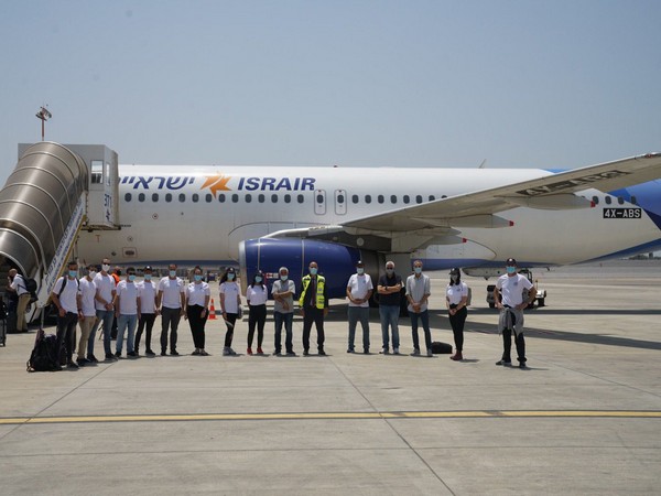 The Israeli delegation before boarding the plane for India. (Photo credit: Israel Ministry of Defense Twitter)