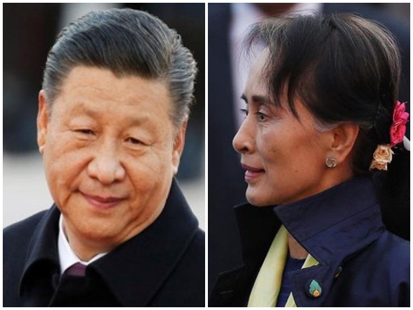 Chinese President Xi Jinping and State Counsellor State Counsellor Aung San Suu Kyi (file photo)