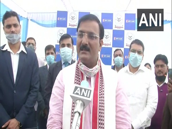 Basic Education Minister Satish Dwivedi speaking to ANI in Lucknow on Tuesday.