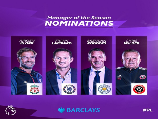 Jurgen Klopp, Frank Lampard, Brendan Rodgers, Chris Wilder (Photo/ Premier League Twitter) 