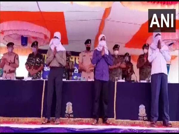 Three Naxals surrendered at 159 Battalion CRPF camp in Gaya (Photo/ANI)