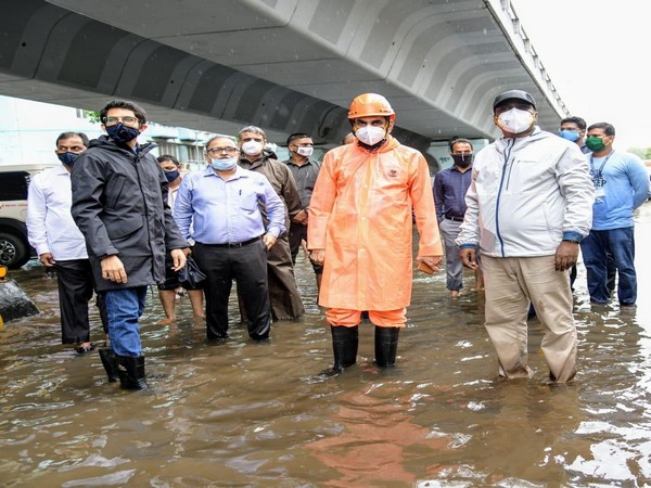 Aaditya Thackeray with BMC Commissioner Iqbal Chahal visiting areas affected due to rain in Mumbai