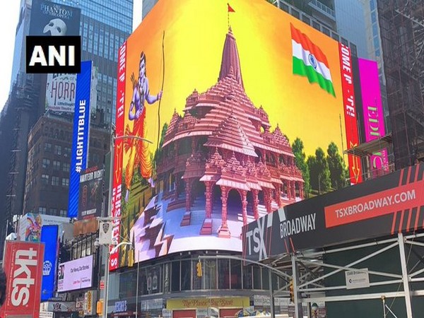 Largest high-definition digital display of Lord Ram in New York's Broadway. Photo/ANI