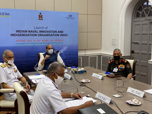 Defence Minister Rajnath Singh on Thursday attended the virtual launch of Indian Naval Innovation and Indigenisation Organsiation (NIIO) (Photo/Twitter/RMO India)