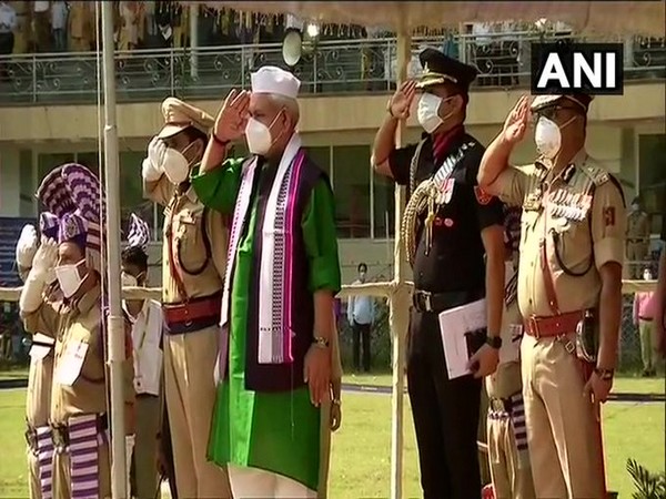 Lieutenant Governor Manoj Sinha hoists the National Flag in Srinagar [Photo/ANI]