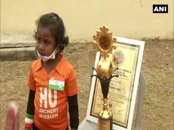Sanjana, a five-year-old girl, created her fourth record on Saturday. (Photo/ANI)