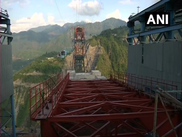 Construction of the world's highest railway bridge, being built across Chenab river in Reasi district, is underway.