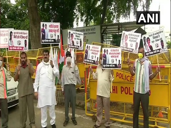 A visual from outside the AICC office in New Delhi on Monday. Photo/ANI