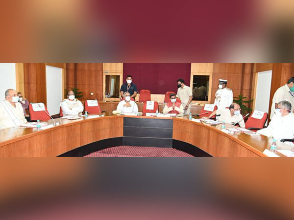 Chief Minister Bhupesh Baghel along with other leaders during a Business Advisory Committee meet in Raipur [Photo/ANI]