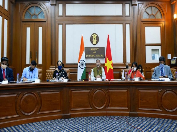 External Affairs Ministers S Jaishankar holding virtual meeting with Pham Binh Minh. (Photo credit: S Jaishankar twitter)