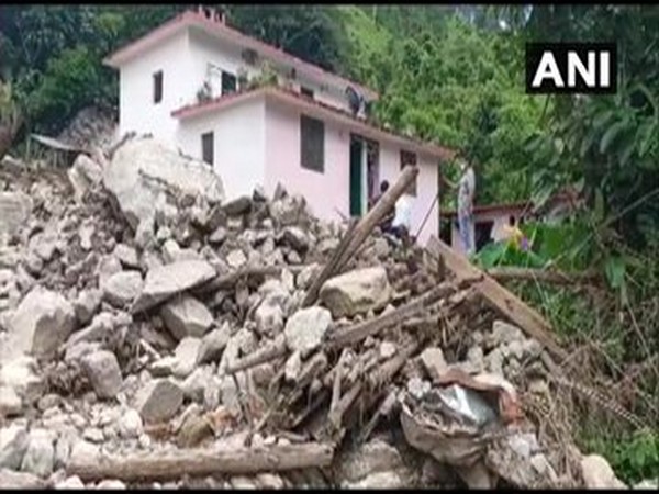 A damaged house in Dharchula district following rains (Photo/ANI)