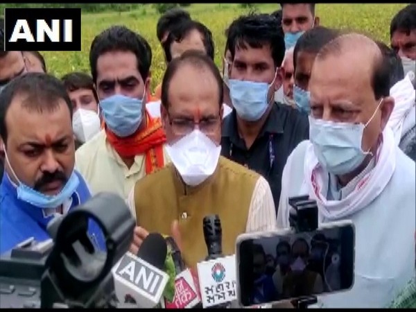 CM Shivraj Singh Chouhan reviews crop loss in rain-hit Dewas [Photo/ANI]